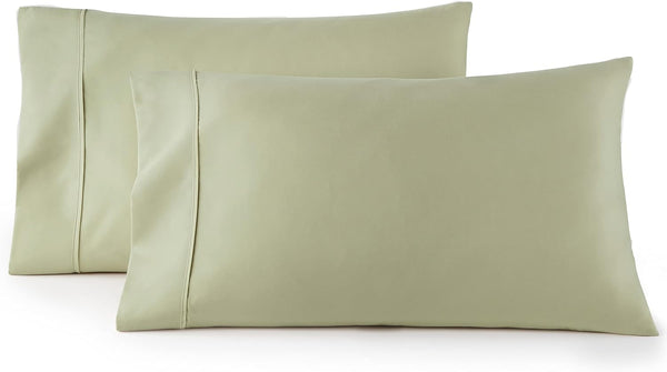 HC Collection Pillow Cases Standard/Queen Size Set of 2 - Microfiber, Extra Soft, Sage