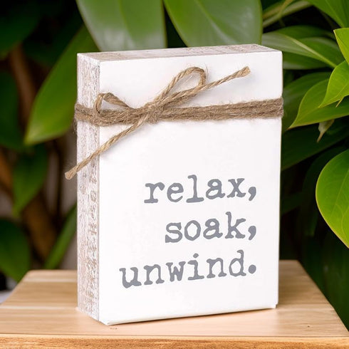 Mini Jute Rope Block Sign (Relax) - 4 Inches High Home Decor