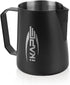 IKAPE 600ml Milk Frothing Pitcher, Stainless Steel Steaming Pitchers for Cappuccino Latte Art, 20 oz, Black
