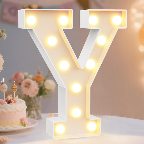 Pooqla LED Marquee Letter Lights Sign - Light Up Alphabet Letter for Home Party Wedding Decoration Y