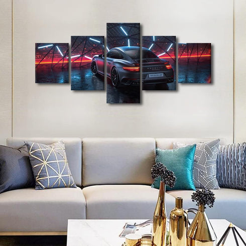 TUMOVO Sports Car Painting Posters, Black Car Canvas Prints for Living Room, Office Wall Art, Framed Ready to Hang