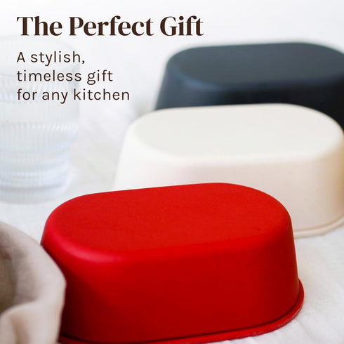 Countertop Grey Butter Dish with Lid for - Modern Plastic Dark Grey Butter Crock - Dishwasher Safe Butter Keeper