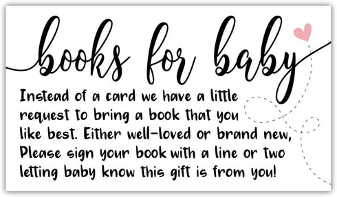 50 Sweet Heart Books for Baby Shower Request Cards - Invitation Inserts for Baby Shower