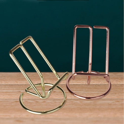 Teensery 1 Pack Metal Wire Frame Holder Stand Tabletop Display Stand for Picture Photo Book Cellphone Pad (Rose Gold)