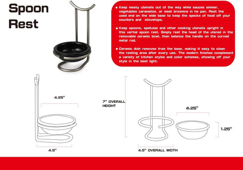 FitWell Ceramic Spoon Rest with Upright Utensil Holder, Heat Resistant Cooking Utensil Holder for Stovetop & Countertop