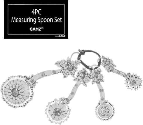 Ganz 4-Piece Measuring Spoon Set with Color, Ladybugs Silver