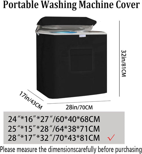 Twin Tub Washing Machine Cover for 28lbs Portable Mini Compact Washer, Waterproof & Sun-Proof, Zipper Design