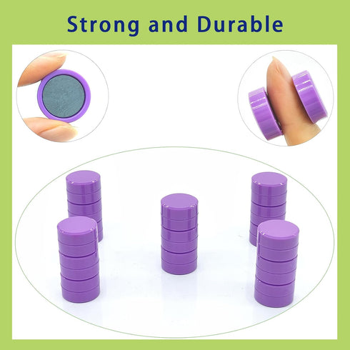 Fridge Magnets, 30 Pcs Refrigerator Magnets, Strong Magnets Small Magnets for Whiteboard, Heavy Duty Magnets, Mini Cute Magnets for Fridge Craft Magnets, Round Magnets, Locker Magnets (Purple)