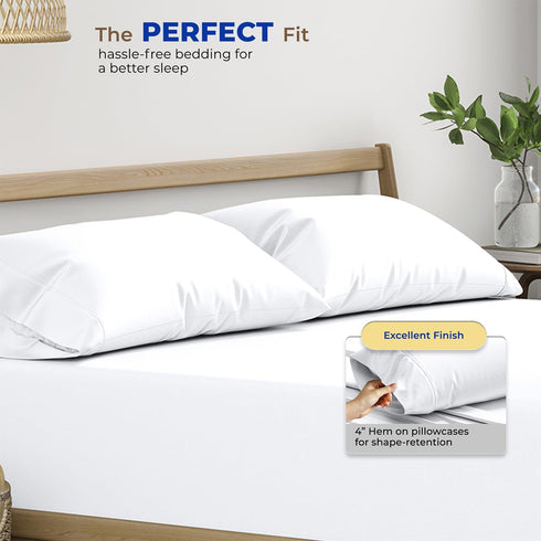 THREAD SPREAD 100% Pure Egyptian Cotton Pillow Cases - 600 Thread Count, Queen/Standard Size Set of 2, White