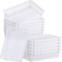 Wenqik Set of 12 Plastic Organizer Bins, 10.24 x 6.5 x 2.36 Inch Rectangular Trays for Desk Organization (White)
