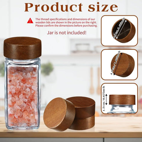 FillTouch 28 4 oz 8 oz Pcs Wooden Lids for and Square Spice Jars Reusable Can Wooden Airtight Spice Storage Canning