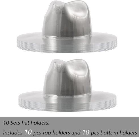 LADYBRO 10Sets Wide Brim Fedora Hat Holder - 360° Protect Hats in Travel, Plastic Cap Mold Protectors