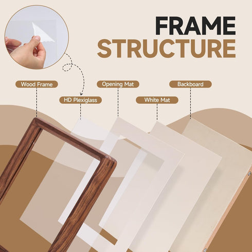 1x1.4 1.8x2.4 2x3 Solid Walnut Mini Picture Frame, Small Wood Photo Frame with Decorative Joinery Corners, Instax