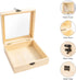 Unfinished Wooden Display Box with Glass Top, Small Hinged Lid Keepsake Storage Box for Jewelry and Home Decorations