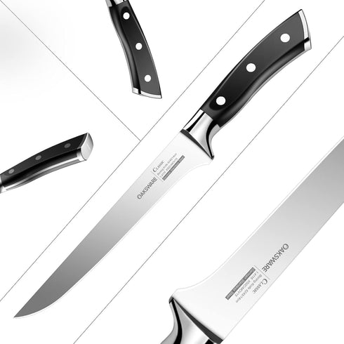 Boning Knife 5.5-Inch, German Stainless Steel, Full-Tang, Fillet Knife, Kitchen Knife, Multipurpose Meat Knife for Boning, Filleting and Trimming, With Ergonomic ABS-Handle by OAKSWARE