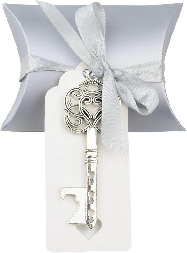 Aokbean 50pcs Vintage Skeleton Key Bottle Openers, Wedding Favor Souvenir Gift Set, Pillow Candy Box Escort Thank You