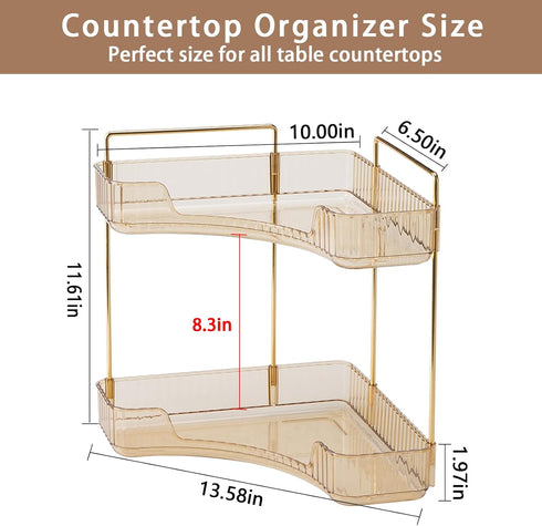 2-Tier Counter Countertop shuang qing Corner Bathroom Organizer Classic Storage Shelf for Makeup, Perfume & Toiletries