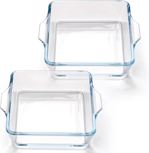 Small Casserole Dishes 2 Pack, 5 Inch Glass Square Baking Dish for Oven, Microwave, Air Fryer