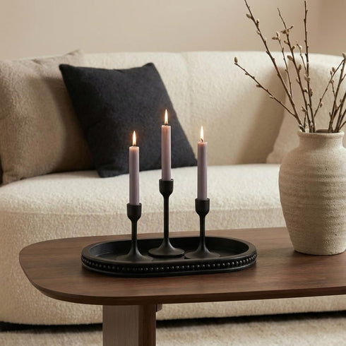 Counter Hanobe Decorative Trays for Coffee Table : Black Oval Centerpiece Tray Wood for Farmhouse Entry Table Decor