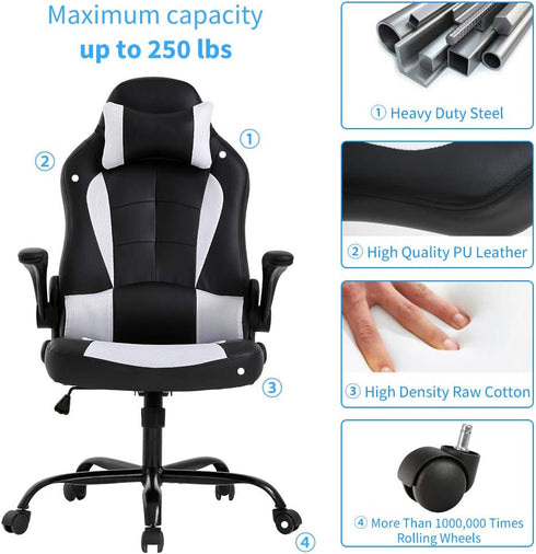 Meet perfect Office Chair PU Leather Desk Gaming Chair, High Back Racing Height Adjustable Computer Chair with Back