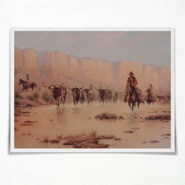 Yostyle Vintage Cowboy Oil Painting, Rustic Horse Pictures Wall Decor for Farmhouse Bathroom