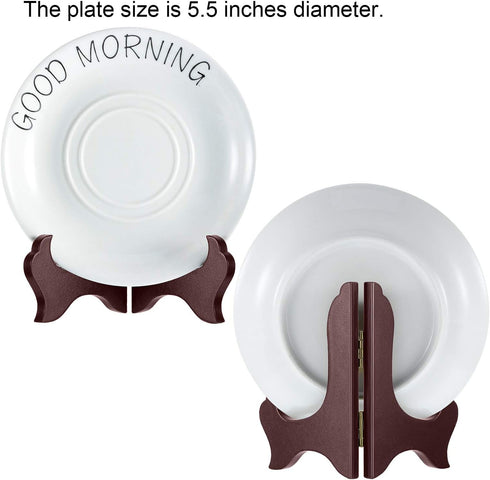 Tatuo 4 Packs Red Wooden Display Stand Plate Holder Easels (4 Inch)