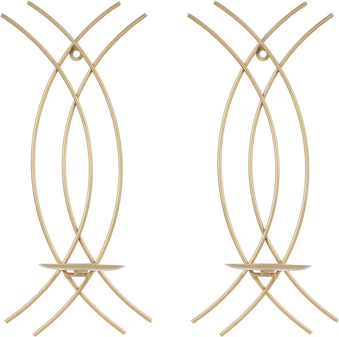 Set 2, Gold Wall Sconce of Metal Candle Holder, Modern Hanging Decoration for Living Room, Farmhouse,Wall Mounted
