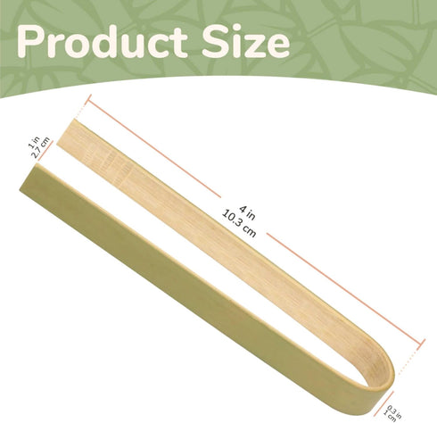 BambooMN Mini Bamboo Disposable Tongs, 3.9", 20 Pieces, Toast Tongs