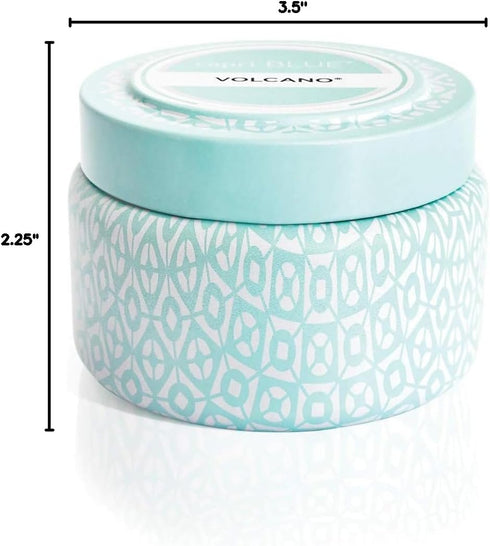 Capri Blue Volcano Printed Travel Tin Jar Candle: Luxury 8.5 oz Soy Wax Blend Scented with Tropical & Fruity Fragrance