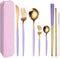 AARAINBOW 8 Pieces Stainless Steel Flatware Set, Portable Reusable Cutlery, Travel Utensils Including Chopsticks,