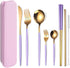 AARAINBOW 8 Pieces Stainless Steel Flatware Set, Portable Reusable Cutlery, Travel Utensils Including Chopsticks,