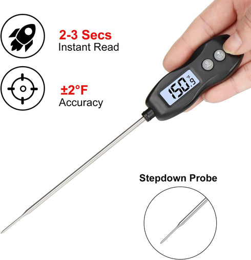 Waterproof Digital Meat Thermometer with Backlight, Instant Read Food Thermometer for Cooking, Grilling, BBQ