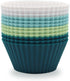Silicone Baking Muffin Cups 12 Pack, Reusable Cupcake Liners, BPA Free, Dishwasher Safe (White, Green, Navy, Dusty Blue)