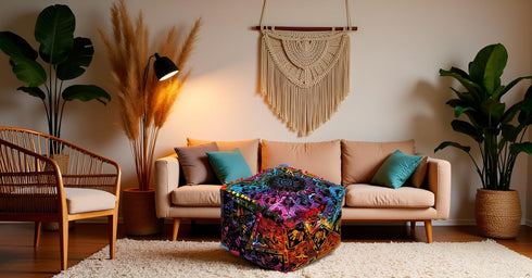 22X22X14 inches, CRAFT KALA Square Mandala Floor Pillow Cushion Cover Seating Throw Cover Hippie Decorative Bohemian