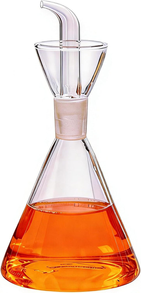 12 oz ELETON Conical Borosilicate Glass Olive Oil Dispenser Non Drip Oil Bottle for Kitchen, Leak Proof Vinegar Cruet