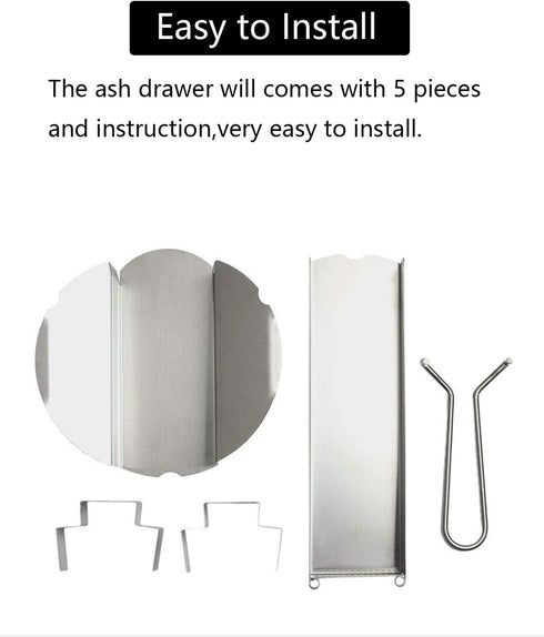 Upgrade Slid Out Ash Drawer for Big Green Egg Accessories Ash Clean Tool, Green Egg Replacement Parts, Stainless