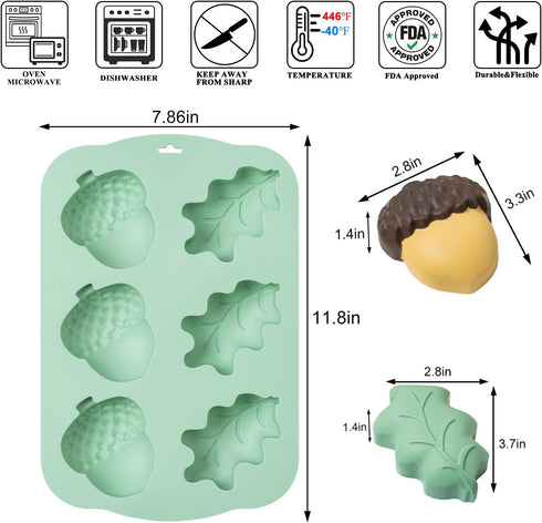 Silicone Cake Baking Pan, 2 Pack Pinecone Leaf Chocolate Mold DIY for Cake Muffin Ice Decoration 2Pcs/6-Cavity