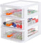 Gagee 3 Drawer Mini Desktop Unit, Clear/White Plastic Dressers for Arts and Crafts, Small Tools, Sewing Accessories