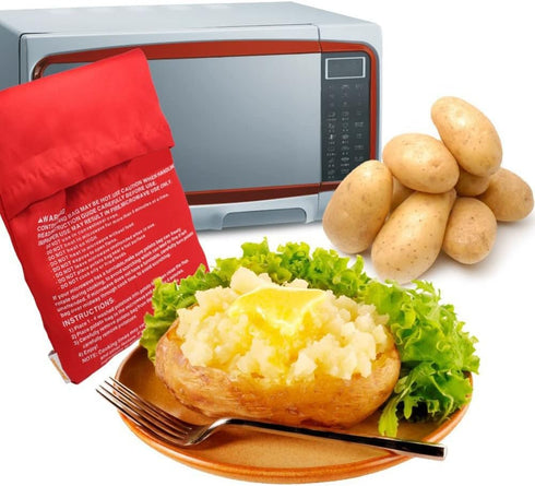 VASANA 4Pcs 4 Reusable Microwave Potato Bags Baking Potato Cooker Pouch Corn Baked Pouch Bag In Just Minutes Red Color