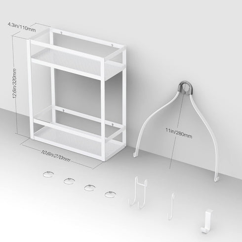 Meangood Shower Caddy 10.4" x 4.5" x 22.04", Hanging Organizer Over Shower Head for Shampoo, Conditioner with Hooks
