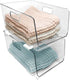 Isaac Jacobs 2-Piece Large Deep Stackable Clear Storage Bins, Versatile Use, Set of 2 for Desk, Office, Bathroom