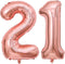 40 Inch Rose Gold Number Balloons, Giant Jumbo 12 or 21 Foil Mylar Helium Balloons for Birthday Anniversary Party