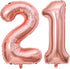40 Inch Rose Gold Number Balloons, Giant Jumbo 12 or 21 Foil Mylar Helium Balloons for Birthday Anniversary Party