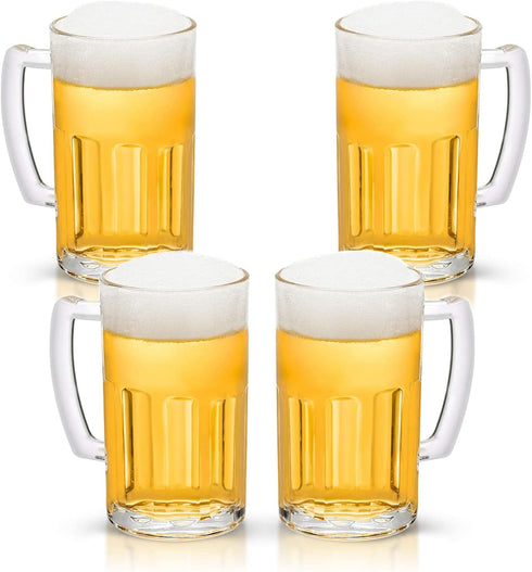 COKTIK 4 Pack Heavy Large Beer Glasses with Handle, 20 Ounce Classic Beer Mug Glasses Set