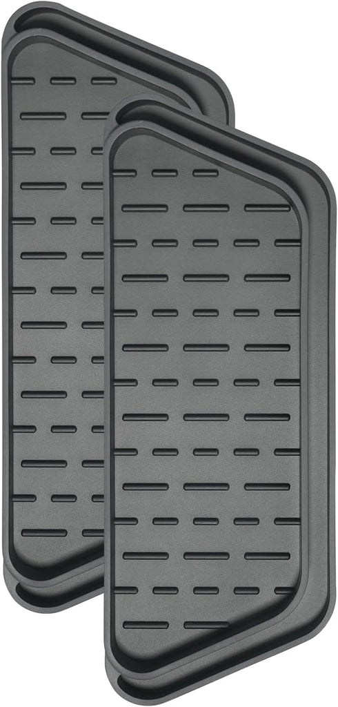 Crystala Filters Non-slip Cuttable Fridge Water Dispenser Drip Tray, 2 Pack (Rectangular, Black)
