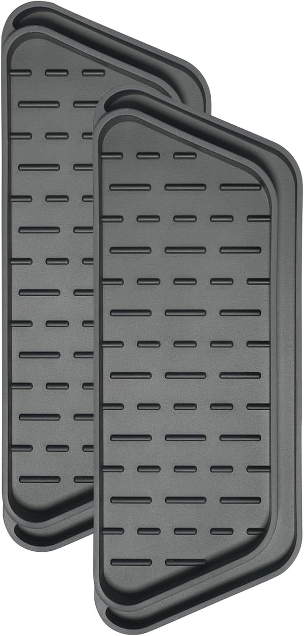 Crystala Filters Non-slip Cuttable Fridge Water Dispenser Drip Tray, 2 Pack (Rectangular, Black)