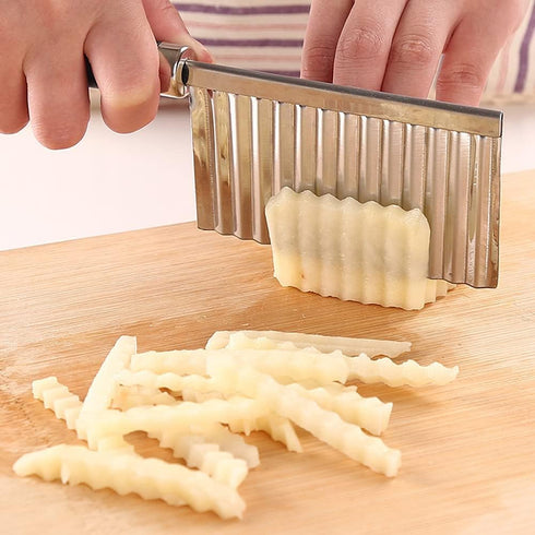 2 PACK French Fry Crinkle Cutter, Wavy Potato Slicer, Vegetable Chopper Knife for Home Kitchen