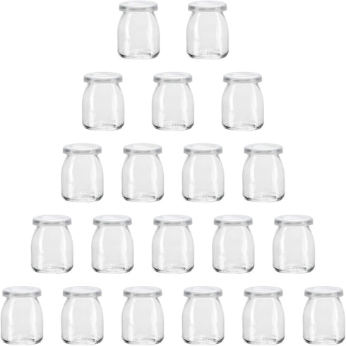 Encheng 7 oz Clear Glass Jars With Lids,Yogurt Container With Lids(PE),Replacement Pudding Jars