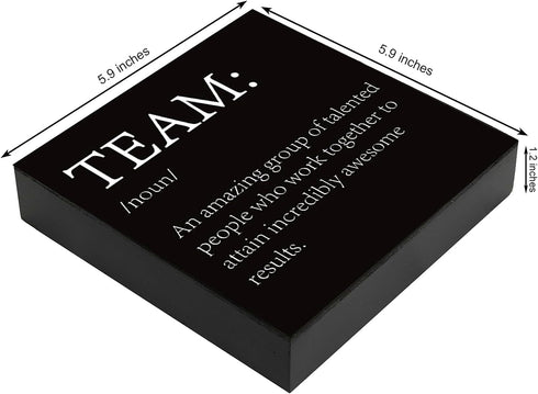 Inspirational Team Noun Wooden Box Sign, Team Definition Teamwork Sign for Office Home Farmhouse Desk Decor, Gifts