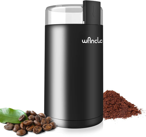 Wancle Electric Coffee Grinder, Quiet Spice Grinder, One Touch Mill for Beans, Spices, with Clean Brush Black